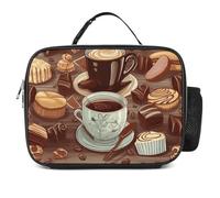 LZQPOEAS Coffee And Sweets Sugar Chocolate Lunch Bag Insulated Two Compartments Meal Box Insulated Cooler Tote with Handle for Men Or Women, Keeps Food Cold Or Hot, Meal Prep for Work Picnic Golf