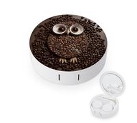 LZQPOEAS Coffee Bean Owl Contact Lens Case Portable Contact Case Soak Storage Kit Cute Contact Lens Solution Bottle with Mirror Tweezers Solution Soaking Cases for Daily Travel Outdoor Use