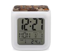 LZQPOEAS Collection Guitar Alarm Clock Desk Clock with 7 Color Changing Night Light Digital Clocks with Temperature Display Sleep Training and Sound Machine for Heavy Sleeper