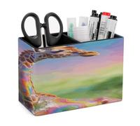 LZQPOEAS Colorful Artistic Giraffe Leather Pen Holder for Desk Double Compartments Brush Minimalist PU Leather Pencil Holder Locker Organizer for Work Locker Accessories Pencil Cup for Desk
