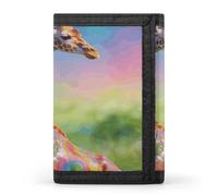 LZQPOEAS Colorful Artistic Giraffe Wallet Slim Compact Stylish Trifold Wallet for Men Women Minimalist Front Pocket Travel Divided Billfold