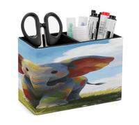 LZQPOEAS Colorful Baby Elephant Leather Pen Holder for Desk Double Compartments Brush Minimalist PU Leather Pencil Holder Locker Organizer for Work Locker Accessories Pencil Cup for Desk