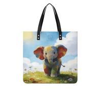LZQPOEAS Colorful Baby Elephant Tote Bag with Magnetic Buckle Reusable Grocery Bags Lightweight Cross Body Handbag for Daily Essentials