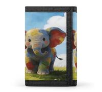 LZQPOEAS Colorful Baby Elephant Wallet Slim Compact Stylish Trifold Wallet for Men Women Minimalist Front Pocket Travel Divided Billfold