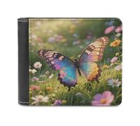 LZQPOEAS Colorful Butterfly Wallet Extra Capacity Slim Bifold Wallet with Multiple Card Slots Men's Leather Wallets Travel Billfold