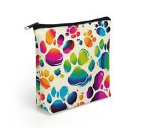 LZQPOEAS Colorful Dog Paw Print Makeup Bag Cute Zippered Cosmetic Pouch Travel Toiletry Organizer Waterproof Cosmetic Pouch Portable Toiletry Pouch Gift for Mom Teacher Friends