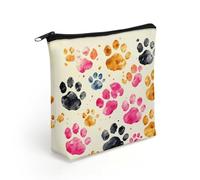 LZQPOEAS Colorful Dog Paws Makeup Bag Cute Zippered Cosmetic Pouch Travel Toiletry Organizer Waterproof Cosmetic Pouch Portable Toiletry Pouch Gift for Mom Teacher Friends