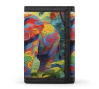 LZQPOEAS Colorful Elephant Wallet Slim Compact Stylish Trifold Wallet for Men Women Minimalist Front Pocket Travel Divided Billfold