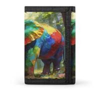 LZQPOEAS Colorful Forest Elephant Wallet Slim Compact Stylish Trifold Wallet for Men Women Minimalist Front Pocket Travel Divided Billfold
