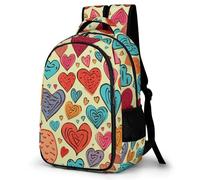 LZQPOEAS Colorful Heart Pattern Backpack for Travel Double-Layer Design Leak-Proof Lightweight Portable Travel Bag Water Resistant Rucksack For Men Women Bookbag