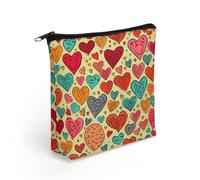 LZQPOEAS Colorful Heart Pattern Makeup Bag Cute Zippered Cosmetic Pouch Travel Toiletry Organizer Waterproof Cosmetic Pouch Portable Toiletry Pouch Gift for Mom Teacher Friends
