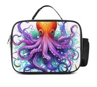LZQPOEAS Colorful Octopus Lunch Bag Insulated Two Compartments Meal Box Insulated Cooler Tote with Handle for Men Or Women, Keeps Food Cold Or Hot, Meal Prep for Work Picnic Golf