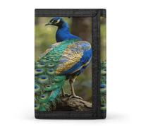 LZQPOEAS Colorful Peacock on A Tree Branch Wallet Slim Compact Stylish Trifold Wallet for Men Women Minimalist Front Pocket Travel Divided Billfold