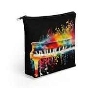 LZQPOEAS Colorful Piano Keyboard Music Note Makeup Bag Cute Zippered Cosmetic Pouch Travel Toiletry Organizer Waterproof Cosmetic Pouch Portable Toiletry Pouch Gift for Mom Teacher Friends