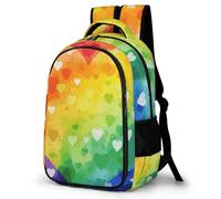 LZQPOEAS Colorful Rainbow Love Heart Backpack for Travel Double-Layer Design Leak-Proof Lightweight Portable Travel Bag Water Resistant Rucksack For Men Women Bookbag