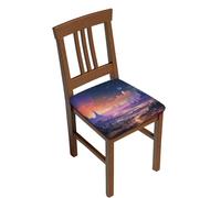 LZQPOEAS Colorful Retro Space Theme Square Stool Covers Four Pieces Stretch Bar Stool Seat Covers Removable Chair Cover Protector Soft Milk Silk Stool Slipcover Washable Square Stool Cushion Cover
