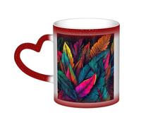 LZQPOEAS Colorful tropical leaves pattern Coffee Mugs Heat Sensitive Color Changing Mug In The Sky 13 Ounce Ceramic Tea Cup Personalized Drinking Cup Novelty Coffee Cup Gifts for Men Women