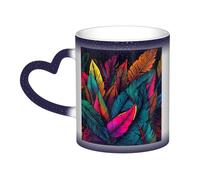 LZQPOEAS Colorful tropical leaves pattern Coffee Mugs Heat Sensitive Color Changing Mug In The Sky 13 Ounce Ceramic Tea Cup Personalized Drinking Cup Novelty Coffee Cup Gifts for Men Women