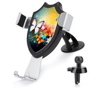 LZQPOEAS Colorful with Butterfly Car Phone Mount Universal Cell Phone Holder for Dashboard Windshield Air Vent, Rotatable Adjustable Automobile Cradle, Compatible with All 4-6 Inch Smartphone