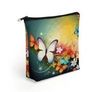 LZQPOEAS Colorful with Butterfly Makeup Bag Cute Zippered Cosmetic Pouch Travel Toiletry Organizer Waterproof Cosmetic Pouch Portable Toiletry Pouch Gift for Mom Teacher Friends