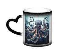 LZQPOEAS Cool Octopus Coffee Mugs Heat Sensitive Color Changing Mug In The Sky 13 Ounce Ceramic Tea Cup Personalized Drinking Cup Novelty Coffee Cup Gifts for Men Women