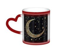 LZQPOEAS Crescent moon pattern on black background Coffee Mugs Heat Sensitive Color Changing Mug In The Sky 13 Ounce Ceramic Tea Cup Personalized Drinking Cup Novelty Coffee Cup Gifts for Men Women