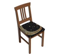 LZQPOEAS Crescent Moon Pattern on Black Background Square Stool Covers Four Pieces Stretch Bar Stool Seat Covers Removable Chair Cover Milk Silk Stool Slipcover Washable Square Stool Cushion Cover