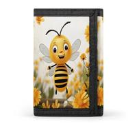 LZQPOEAS Cute Bees Daisy Flower Trifold Wallet for Men Slim Minimalist Front Pocket Modern Fashion Wallet Extra Capacity Credit Card Holder Cards Purse
