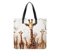 LZQPOEAS Cute Cartoon Funny Giraffes Tote Bag with Magnetic Buckle Reusable Grocery Bags Lightweight Cross Body Handbag for Daily Essentials