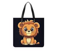 LZQPOEAS Cute Cartoon Lion Tote Bag with Magnetic Buckle Reusable Grocery Bags Lightweight Cross Body Handbag for Daily Essentials