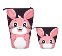 LZQPOEAS Cute cartoon rabbit Pencil Case Telescopic Pen Pouch Standing Pencil Bag Pop Up Pencil Holder With Zipper Travel Coin Pouch Purse Portable Makeup Bag for Office Holiday Gift