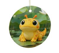 LZQPOEAS Cute Cartoon Salamander Round Ceramic Pendant Hanging Festival Ornament, Personalized Double Sided Ceramic Home Decor, Lightweight Durable Hanging Ornament Gift for Home, Party, Women Men