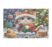 LZQPOEAS Cute Cat Sing Christmas Carols Door Mat Comfortable Cushioned Kitchen Mats Non-Slip Washable Pet Rug Ultra-Thin Soft Rug Easy Clean Low Profile Mat for Indoor Living Room Bathroom Door