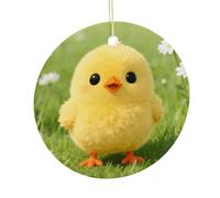 LZQPOEAS Cute Chickens Round Ceramic Pendant Hanging Festival Ornament, Personalized Double Sided Ceramic Home Decor, Lightweight Durable Hanging Ornament Gift for Home, Party, Women Men