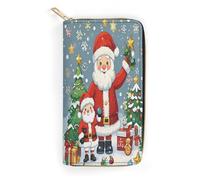LZQPOEAS Cute Christmas Holidays Wallet for Men Women Credit Card Holder Minimalist Long Wallet Soft PU Leather Wallet Zipped Coin Purse