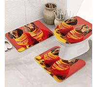 LZQPOEAS Cute Dachshund Print Bathroom Rug Set 3 Piece Includes Non Slip Bath Mat, Contour Mat and Toilet Lid Cover Ultra Soft Microfiber Bathroom Floor Mats Set
