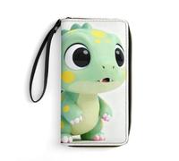 LZQPOEAS Cute Dinosaur Clutch Wallet, Small Exquisite PU Leather Long Purse Gift for Friends, Zipper Coin Pocket with Patterns, Wristlet Bag for Daily Use