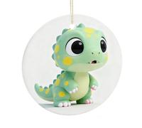 LZQPOEAS Cute Dinosaur Round Ceramic Pendant Hanging Festival Ornament, Personalized Double Sided Ceramic Home Decor, Lightweight Durable Hanging Ornament Gift for Home, Party, Women Men