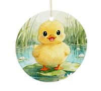 LZQPOEAS Cute Duck Spirit Round Ceramic Pendant Hanging Festival Ornament, Personalized Double Sided Ceramic Home Decor, Lightweight Durable Hanging Ornament Gift for Home, Party, Women Men