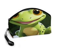 LZQPOEAS Cute Frog Makeup Bag Large Capacity Cosmetic Bag for Women Portable Toiletry Bags for Skincare Water-resistant Cosmetic Case PU Leather Travel Cosmetic Organizer
