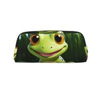 LZQPOEAS cute frog Pencil Case Leather Pen Bag Travel Makeup Bag Zipper Organizer Bag for Women Men