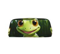 LZQPOEAS cute frog Pencil Case Leather Pen Bag Travel Makeup Bag Zipper Organizer Bag for Women Men