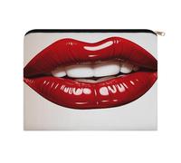 LZQPOEAS Cute Graphic Red Lips Makeup Bag Large Capacity Cosmetic Bag for Women Multi-Function Small Zipper Pouch Portable Travel Toiletry Bags Personalized Makeup Bags for Purse