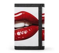 LZQPOEAS Cute Graphic Red Lips Wallet Ultra Slim Minimalist Trifold Wallet Men Wallets Credit Card Holder Sl illfold