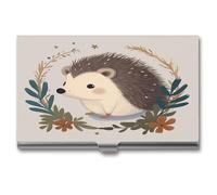 LZQPOEAS Cute Little Hedgehog Business Card Holder Case for Men & Women Minimalist Design Ultra Thin Metal Credit Card Holder Professional Aluminum Alloy Flip Cover Slim Name Card Case