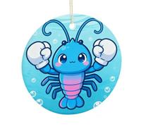LZQPOEAS Cute Lobster Round Ceramic Pendant Hanging Festival Ornament, Personalized Double Sided Ceramic Home Decor, Lightweight Durable Hanging Ornament Gift for Home, Party, Women Men
