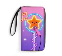 LZQPOEAS Cute Neon Music Clutch Wallet, Small Exquisite PU Leather Long Purse Gift for Friends, Zipper Coin Pocket with Patterns, Wristlet Bag for Daily Use