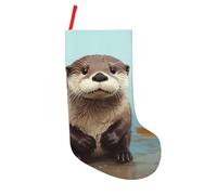 LZQPOEAS Cute Otter Christmas Stockings Large Xmas Stockings 18 in Personalized Xmas Hanging Stocking Christmas Decorations for Holiday Party Family Decor