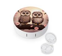 LZQPOEAS Cute Owls Contact Lens Case Portable Contact Case Soak Storage Kit Cute Contact Lens Solution Bottle with Mirror Tweezers Solution Soaking Cases for Daily Travel Outdoor Use