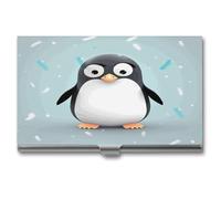 LZQPOEAS Cute Penguin Business Card Holder Case for Men & Women Minimalist Design Ultra Thin Metal Credit Card Holder Professional Aluminum Alloy Flip Cover Slim Name Card Case